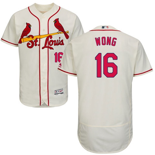Cardinals #16 Kolten Wong Cream Flexbase Authentic Collection Stitched MLB Jersey - Click Image to Close